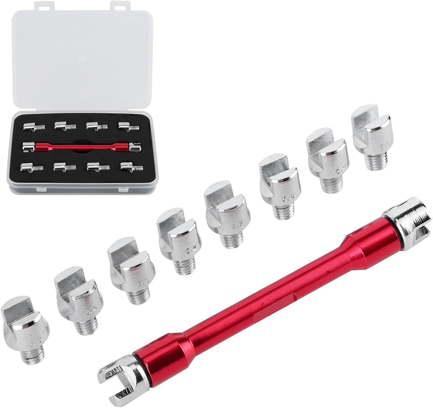 Motorbike Spoke Wrench Set 5.0 to 6.8mm RED