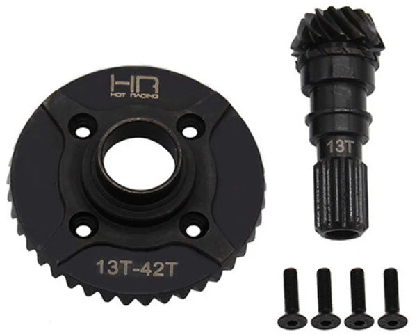 Hot Racing Front Steel Helical Diff Ring/Pinion: X-Maxx (42/13T)