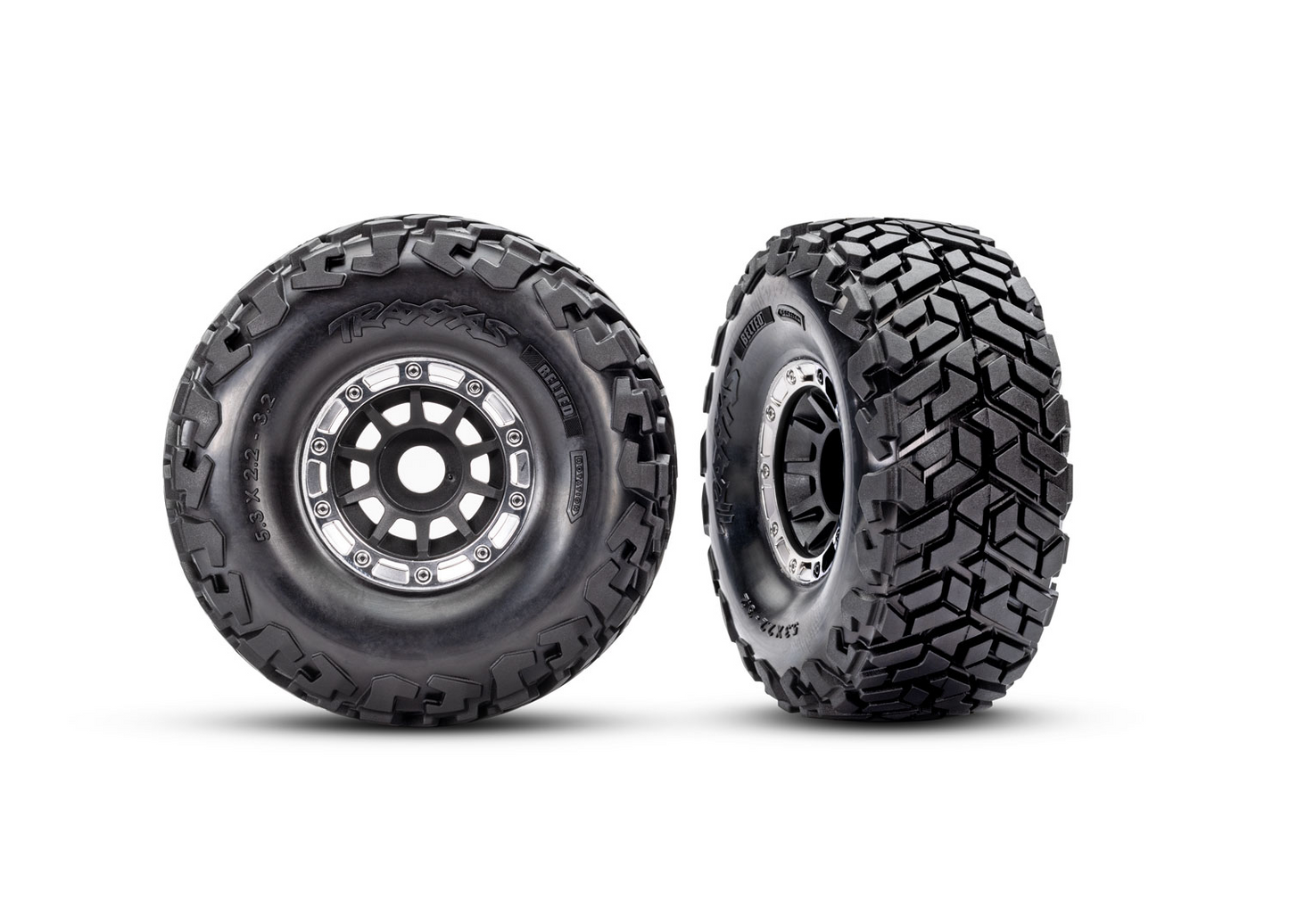 Traxxas Black & Satin Wheels w/ Maxx SC BELTED Tires (2)