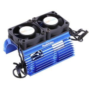 Power Hobby Heat Sink w/Twin Turbo High Speed Cooling Fans: 1/8 (Blue)