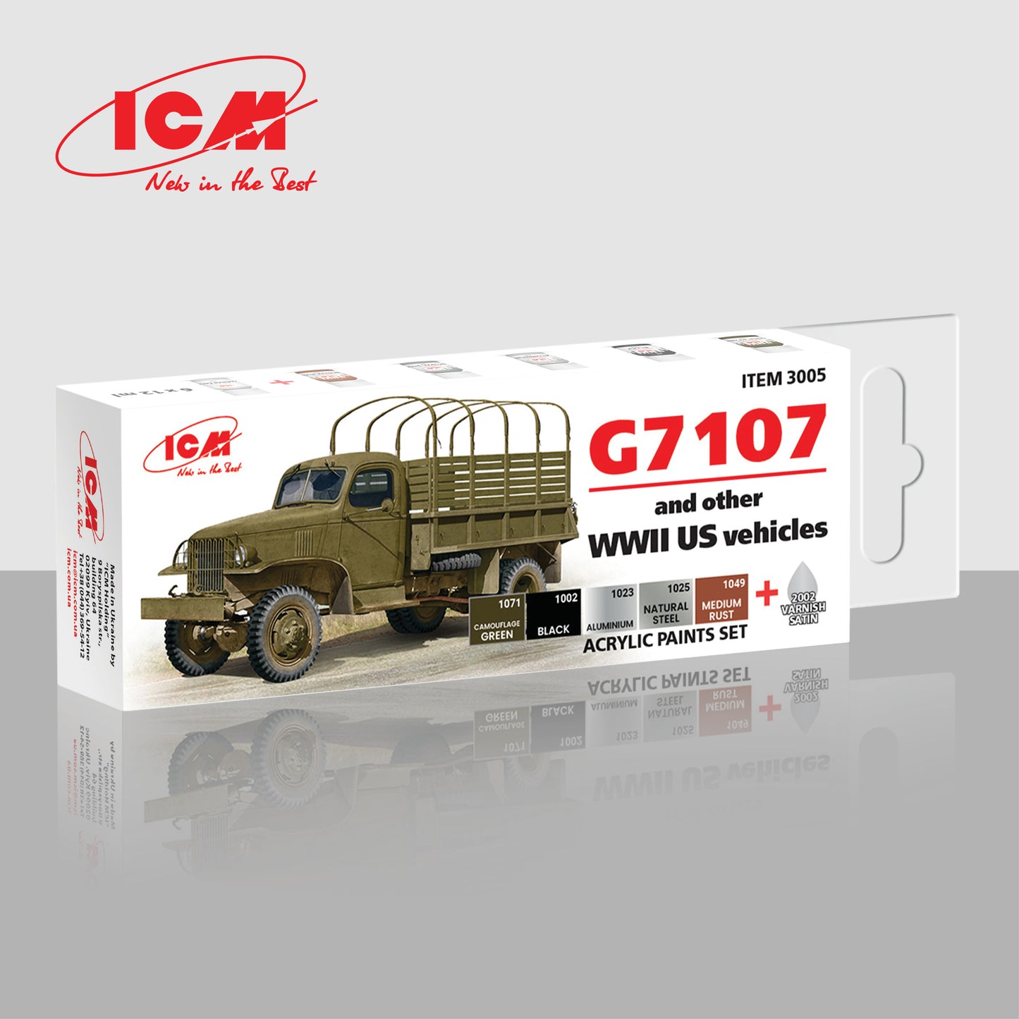 ICM Models 6 Piece Acrylic Paint Set: US WWII Vehicles G7107