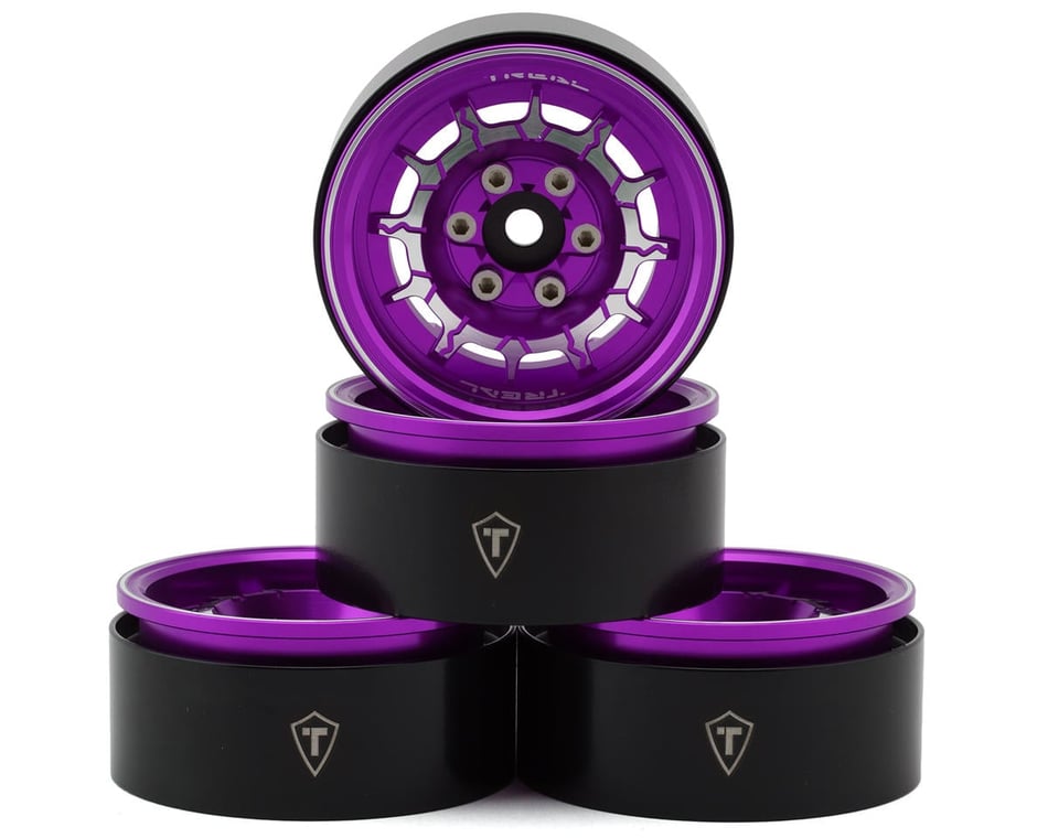 Treal Hobby Aluminum 1.9” Beadlock Wheels: Purple