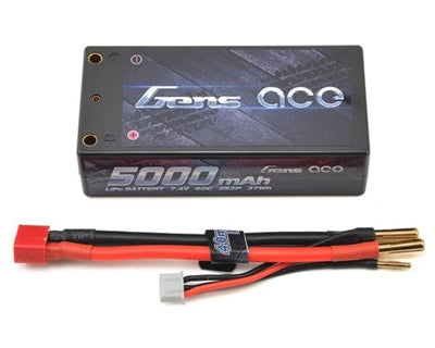 Gens Ace 2S2P 7.4V 5000mah 60C Lipo Battery: 4mm Bullet/Deans