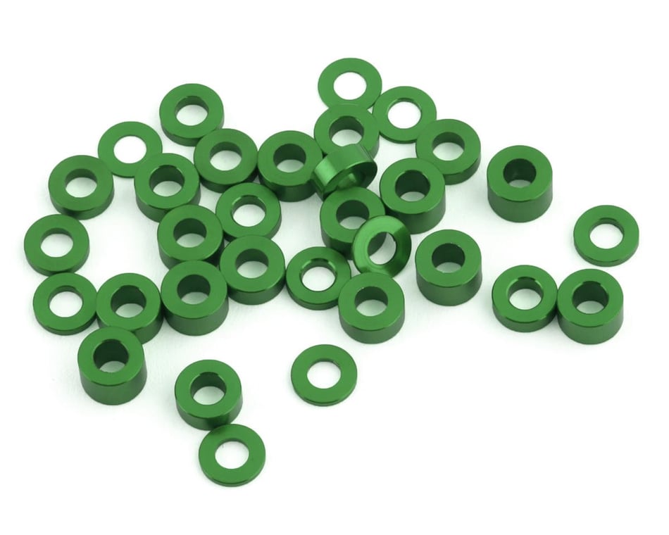 Team Brood 6061 Aluminum Ballstud Washer Full Kit: M3x6mm (Green)