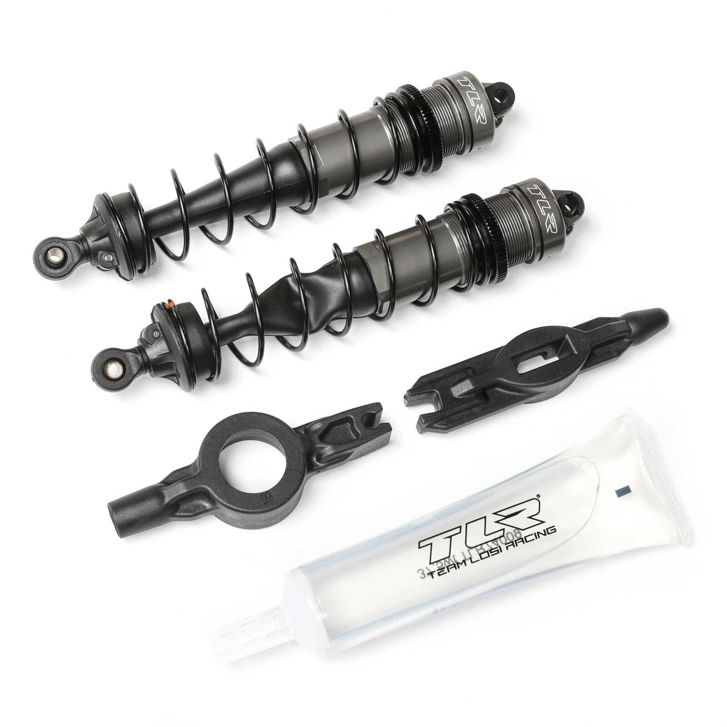 TLR Rear Shock Set w/37.5wt Oil: 8X (123mm)