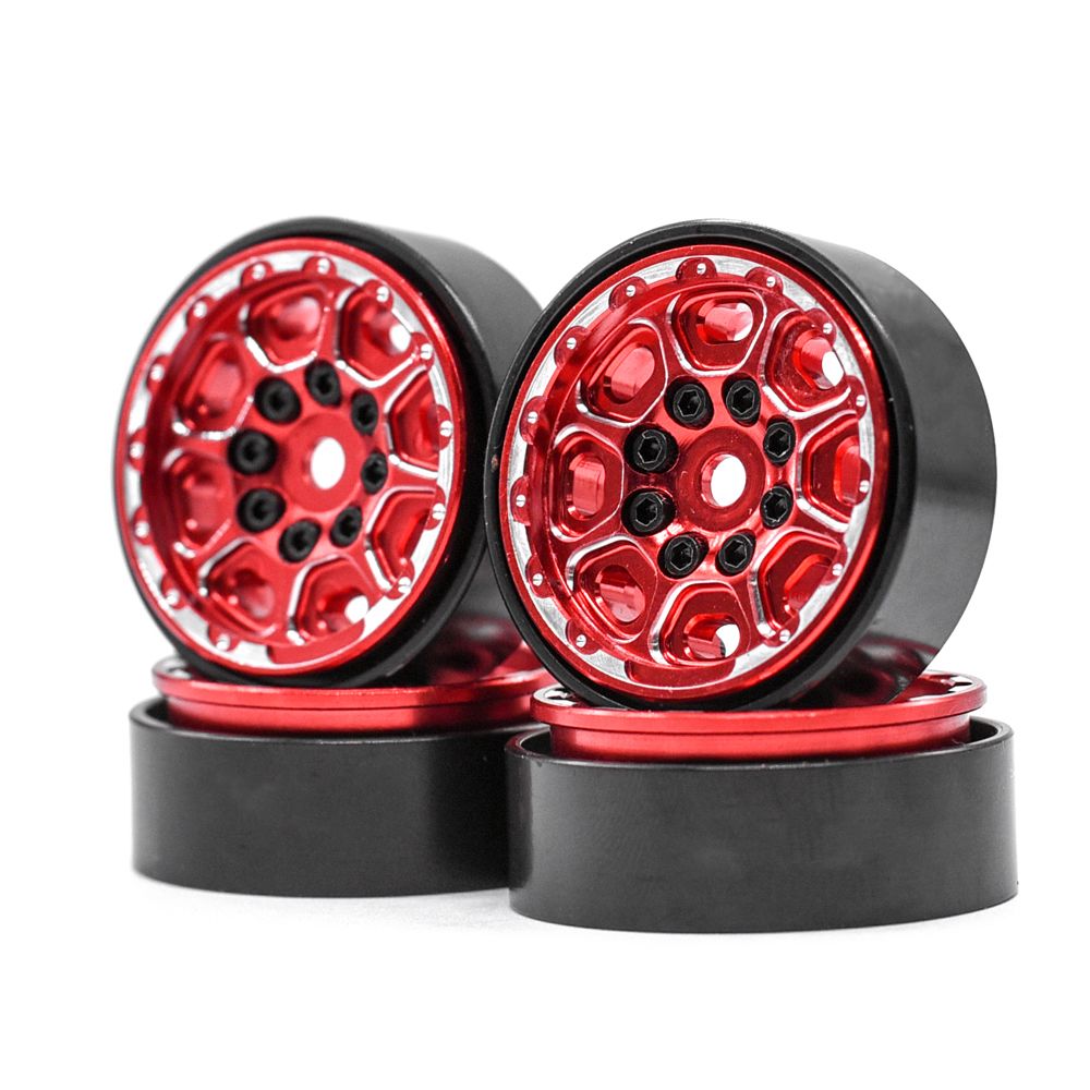 Hobby Details 1.0” Brass Beadlock Wheels: SCX24 (Red)