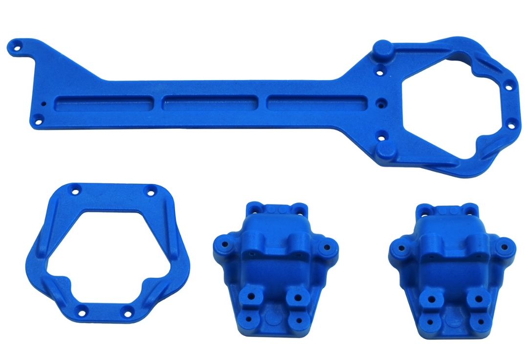 RPM Front and Rear Upper Chassis and Diff Covers: Latrax Rally/Teton (Blue)