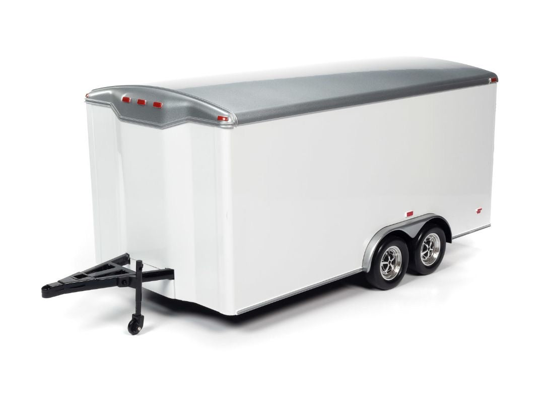 Auto World 1/18 American Muscle Enclosed Trailer - White w/Silver