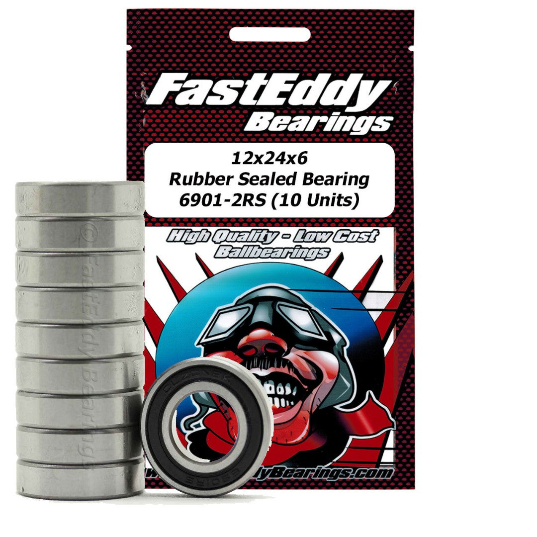 Fast Eddy Rubber Sealed Bearings: 12x24x6 (6901-2RS) (10)