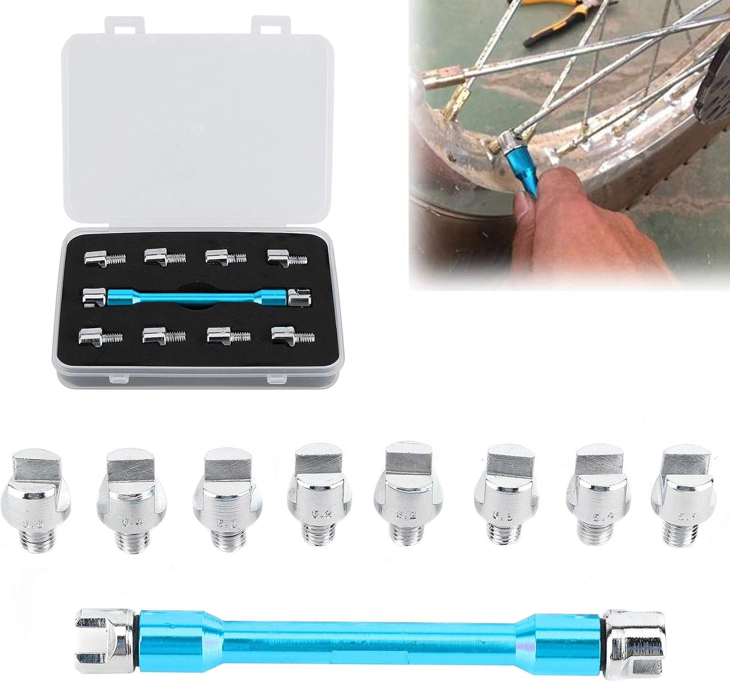 Motorbike Spoke Wrench Set 5.0 to 6.8mm BLUE