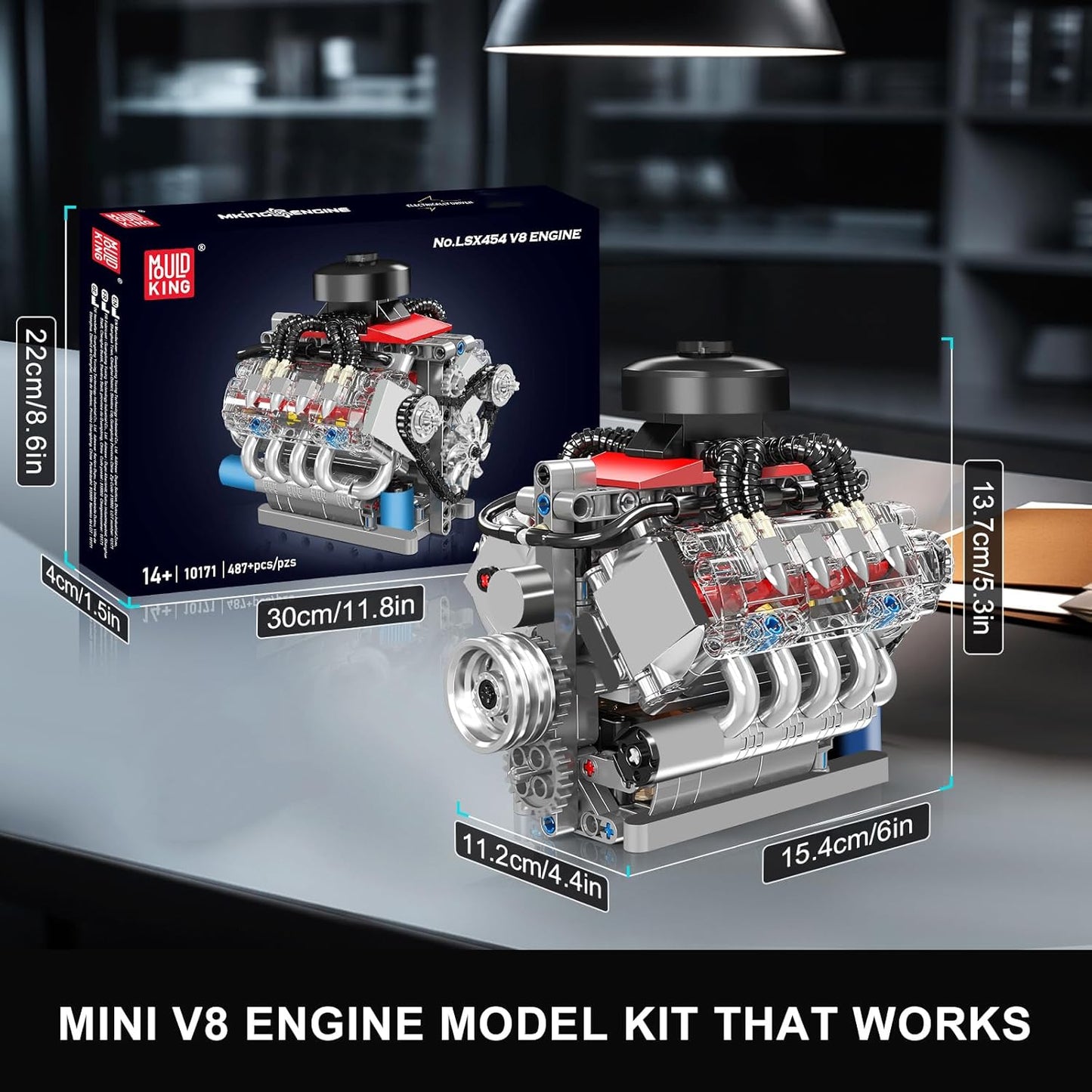 Mould King 10171 V8 Engine Model Kit - 487 Pcs