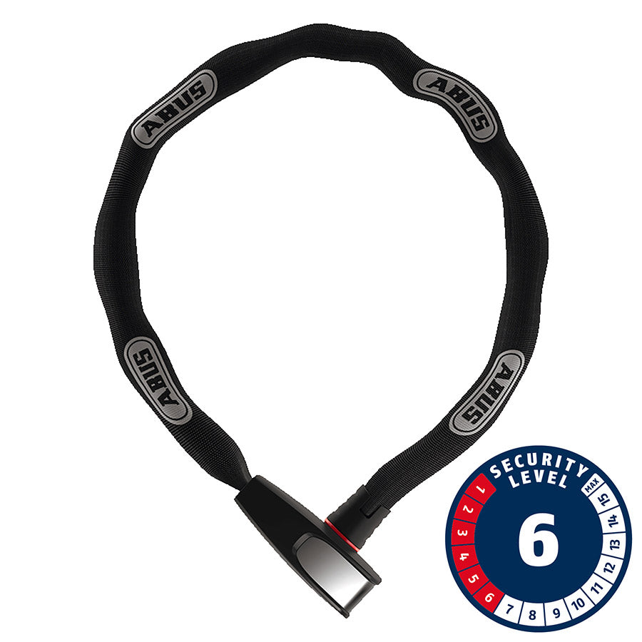 Abus 6806K Catena Reflective, Chain Lock, Key, 6mm, 110cm,, Black Reflective