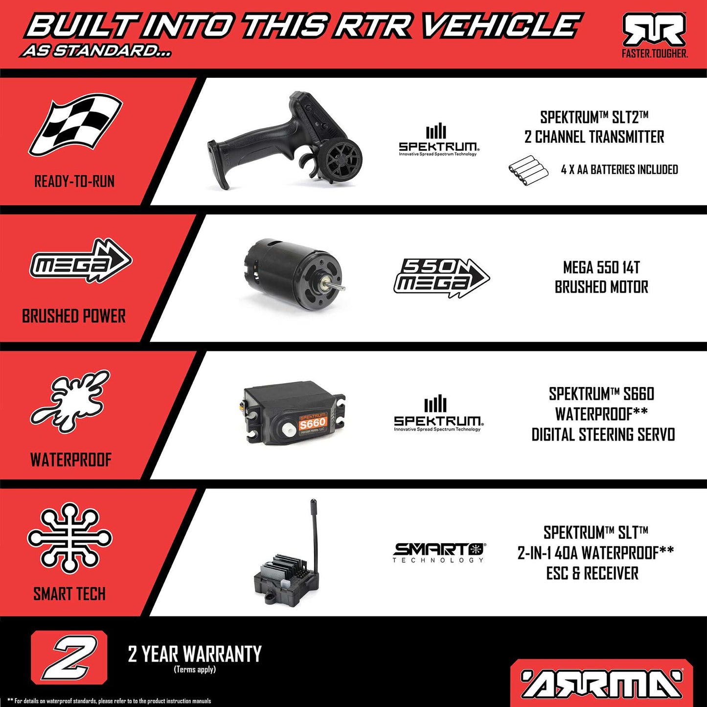 Arrma 1/10 VORTEKS 2WD Mega 550 Brushed Stadium Truck w/Battey/Charger: RTR (Purple)