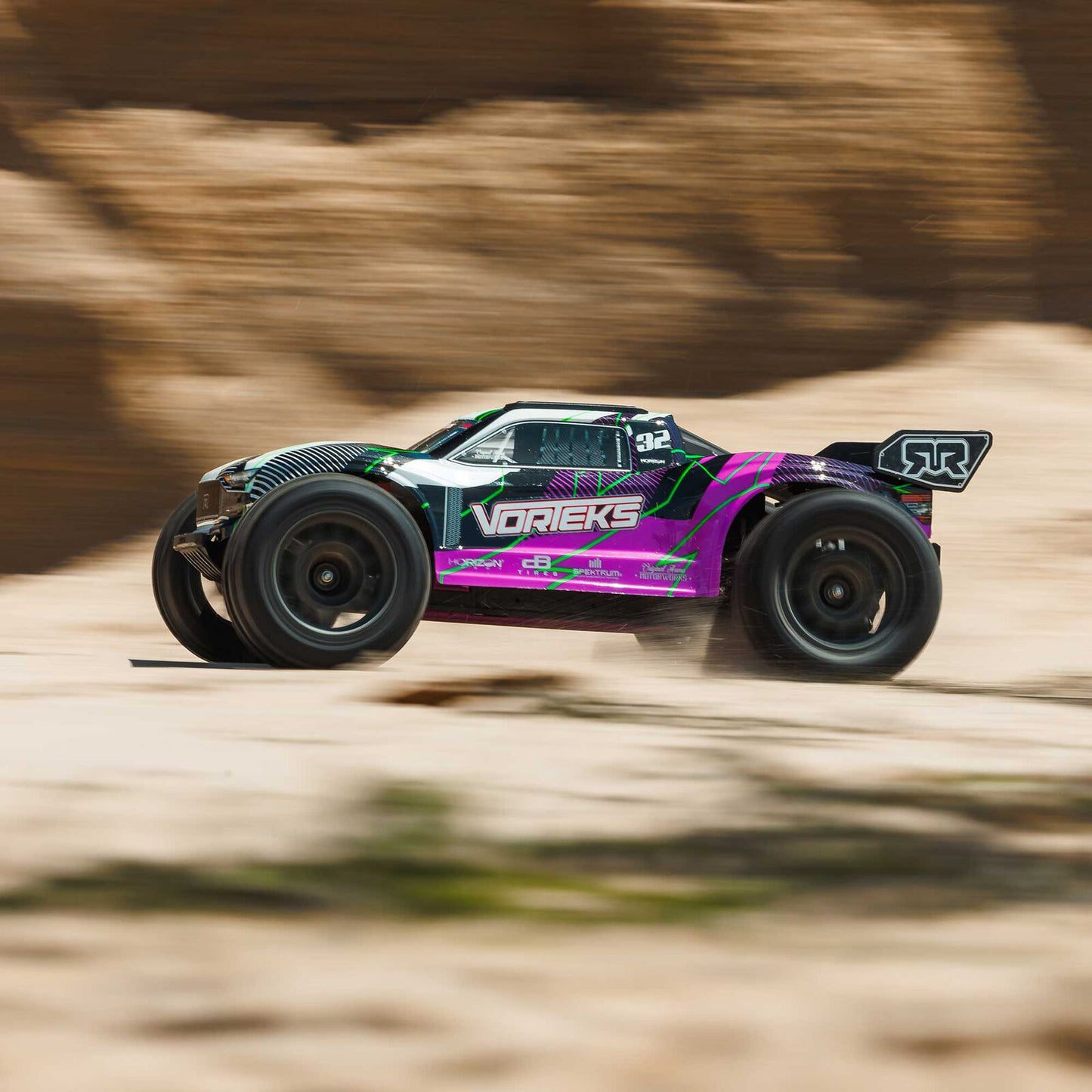 Arrma 1/10 VORTEKS 2WD Mega 550 Brushed Stadium Truck w/Battey/Charger: RTR (Purple)