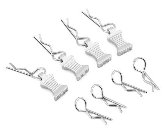 Hot Racing 1/10 Aluminum EZ Pull Body Clips: Silver (4)