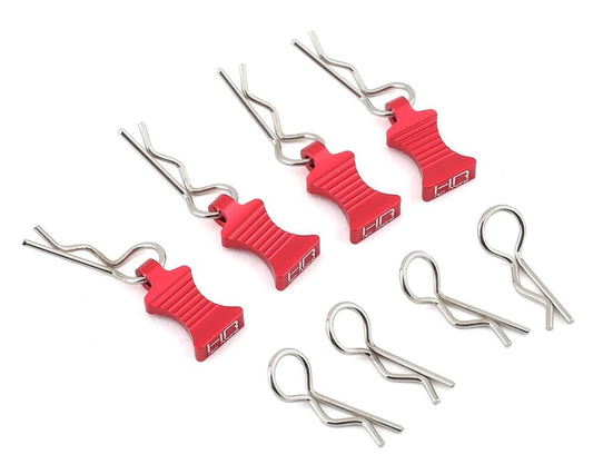 Hot Racing 1/10 Aluminum EZ Pull Body Clips: Red