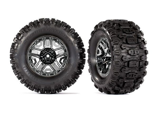 Traxxas Assembled Sledgehammer Tires and Wheels: HOSS/Stampede 4x4 (Chrome)
