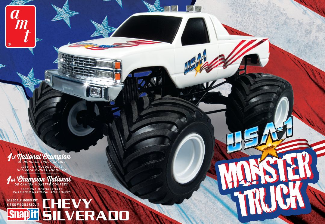 AMT 1/32 USA-1 Chevy Silverado Monster Truck Snap Model Kit