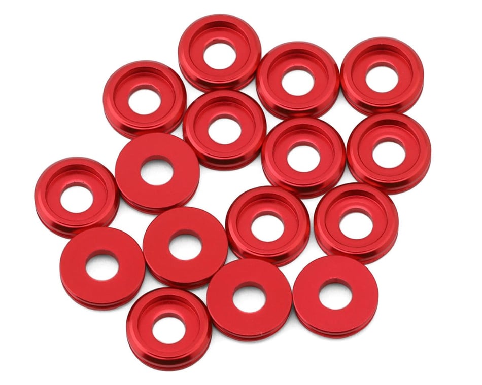 Team Brood 6061 Aluminum Button Head Washers: 3mm (Red)