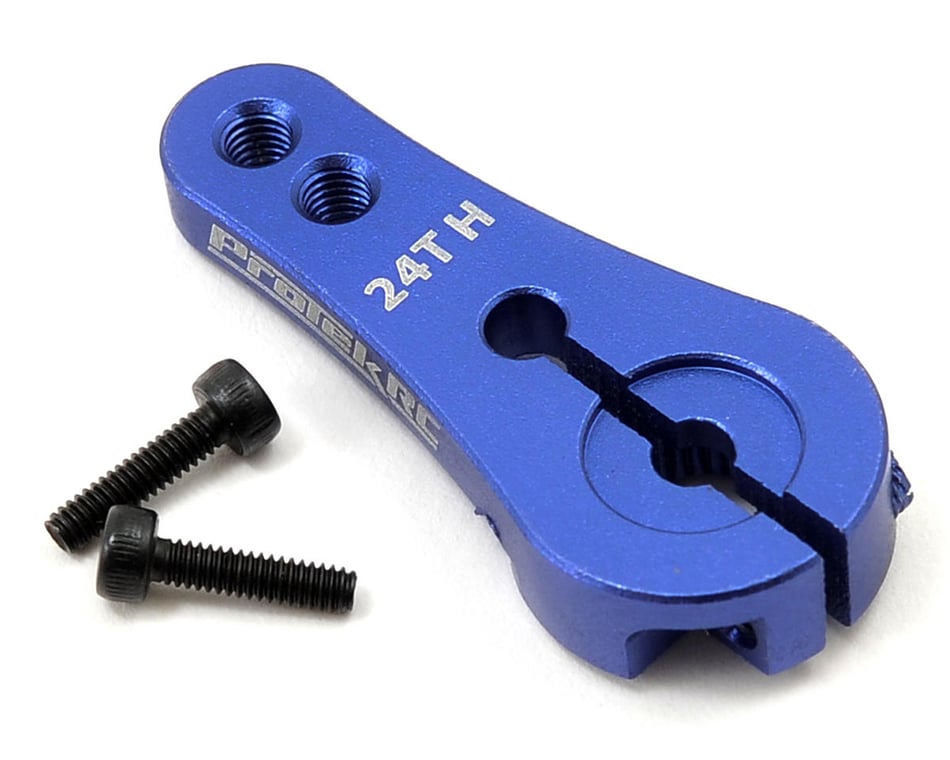 Protek RC 4mm Aluminum Long Clamping Servo Horn: 24T (Blue)