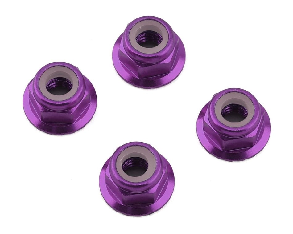 1UP Racing Premium Aluminum Serrated Flanged Locknuts: M4 (Purple)