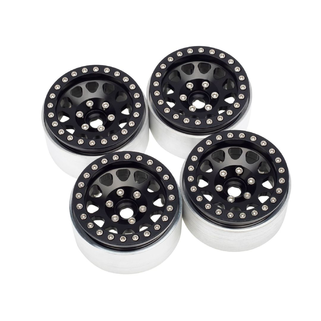 Hobby Details 1.9” Round Triangle Aluminum Beadlock Crawler Rims: Black