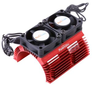 Power Hobby Heat Sink w/Twin Turbo High Speed Cooling Fans: 1/8 (Red)