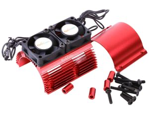Power Hobby Heat Sink w/Twin Turbo High Speed Cooling Fans: 1/8 (Red)