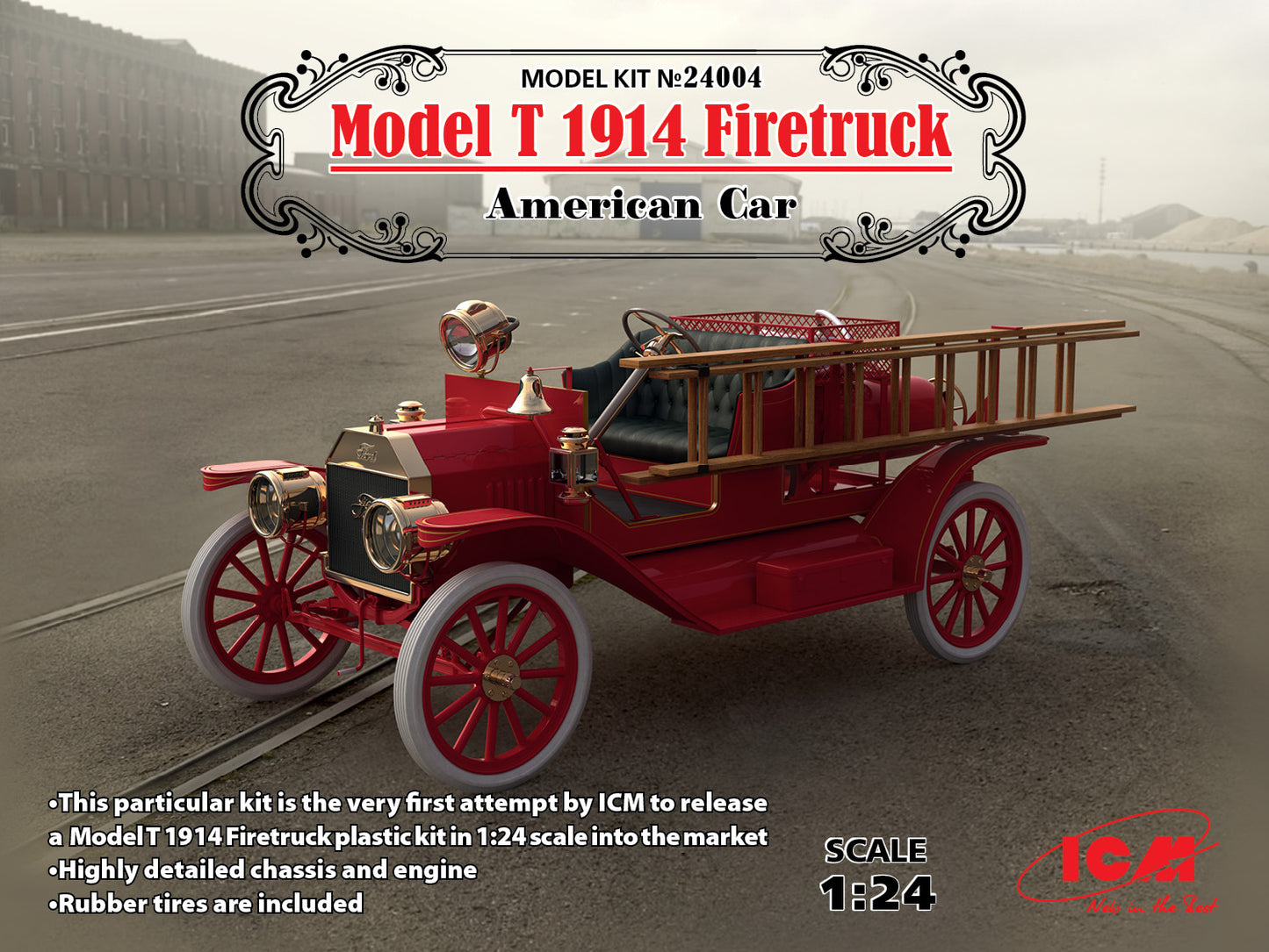 ICM Models 1/24 1914 Ford Model T Fire Truck American Car Model Kit