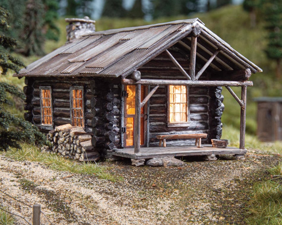 Woodland Scenics N Scale Cozy Cabin w/LED Fireplace