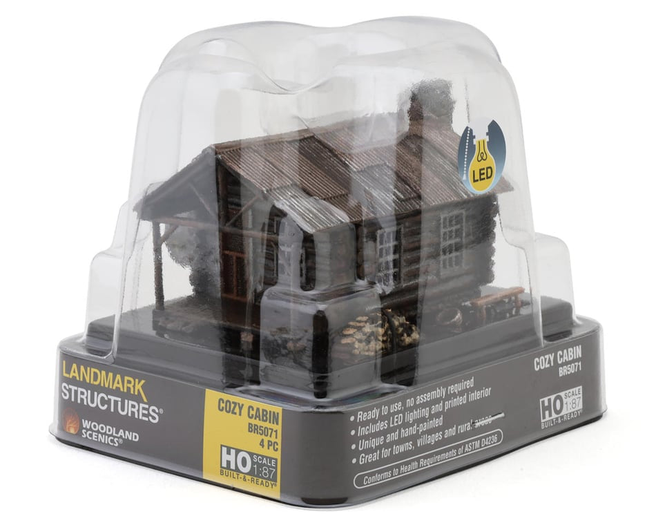 Woodland Scenics HO Scale: Cozy Cabin w/LED Fireplace