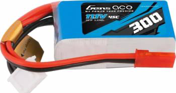 Gens Ace 3S 11.1V 300mah 45C Lipo Battery: JST