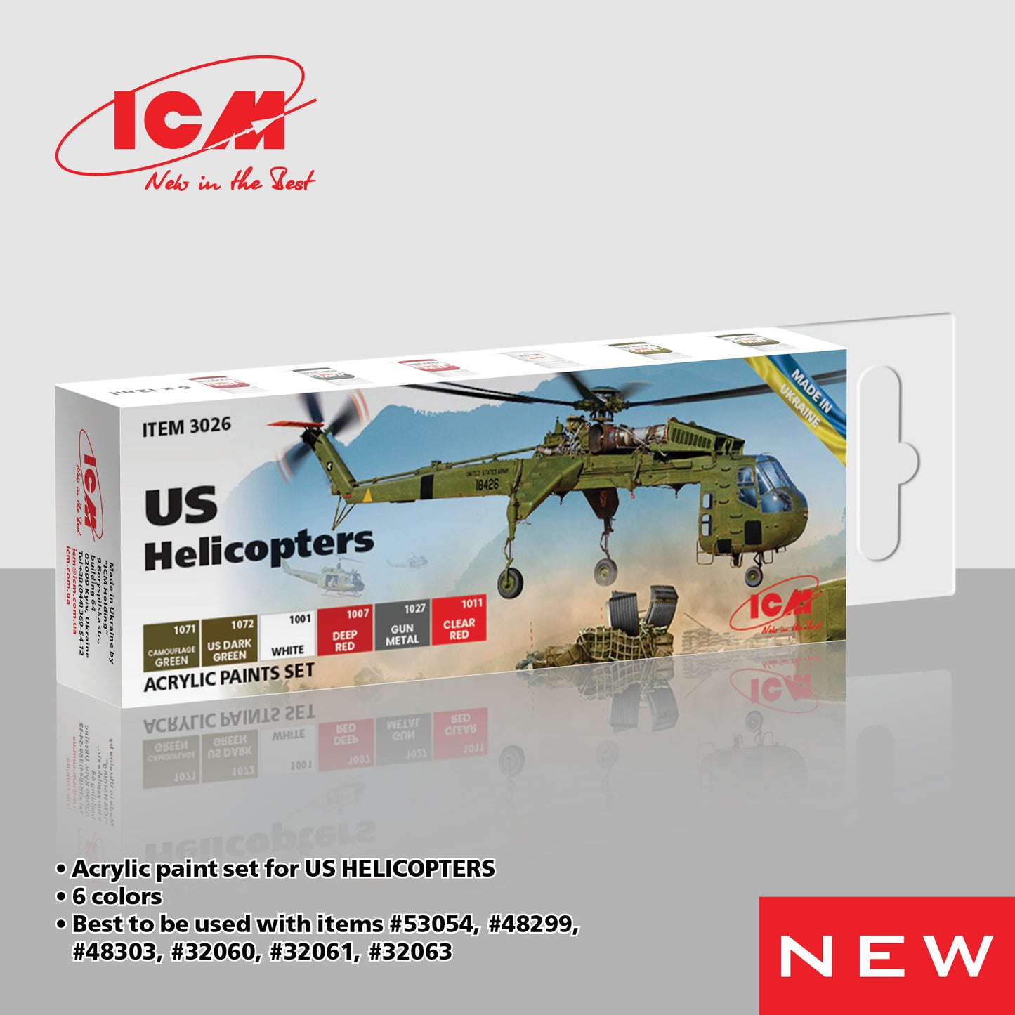 ICM Models 6 Piece Acrylic Paint Set: US Helicopters