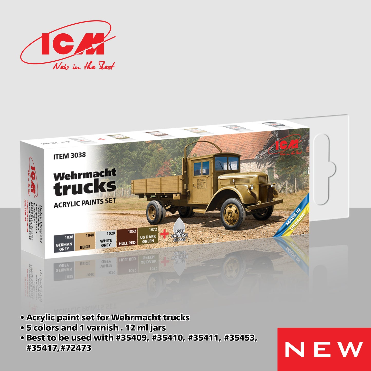 ICM Models 6 Piece Acrylic Paint Set: Wehrmacht Trucks