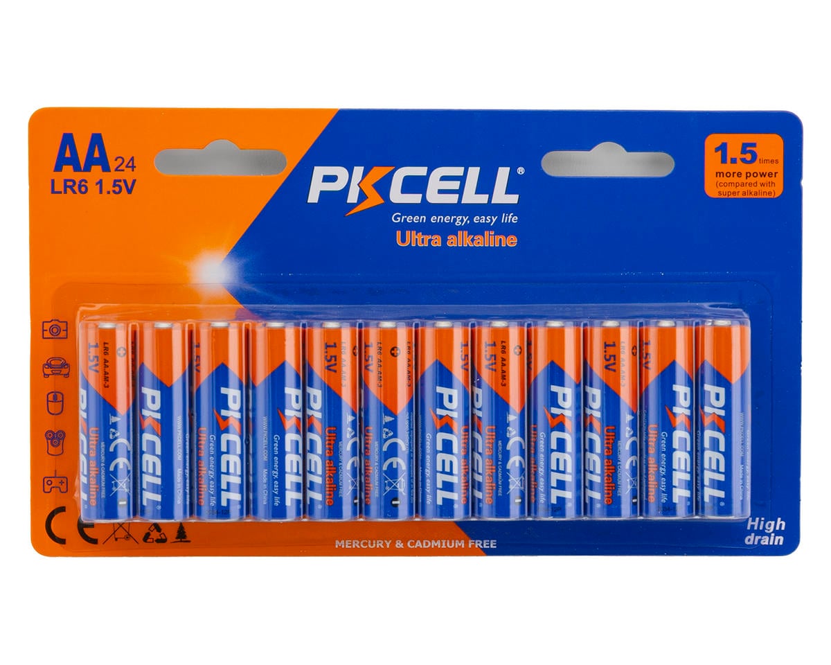 PKCell Ultra Alkaline AA LR6 High Drain Batteries: 24Pk