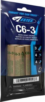 Estes Bagged Rocket Engines w/Starters and Plugs: C6-3 (3pcs)
