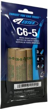 Estes Bagged Rocket Engines w/Starter and Plugs: C6-5 (3 ea)