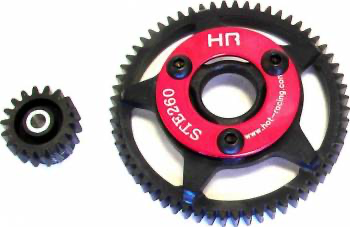 Hot Racing 32P Steel Pinion/Spur Set: 18/60T (Red)