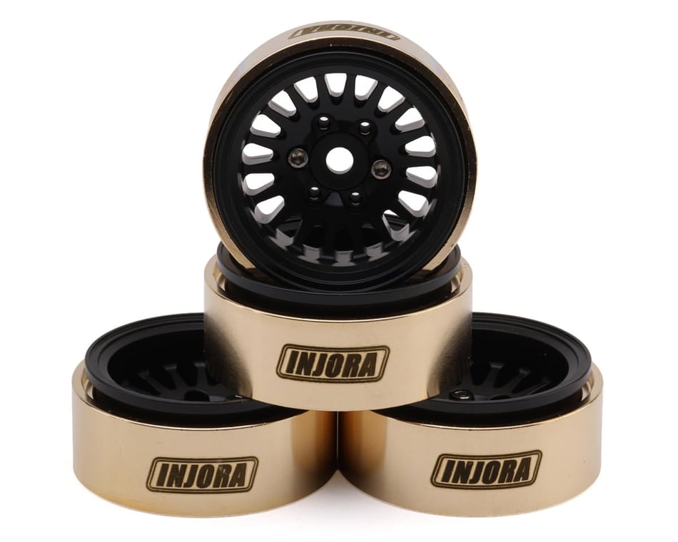 INJORA 1.0" Brass Multi-Spoke Micro Crawler Beadlock Wheels: TRX4-M/SCX24 (Black 41g ea)