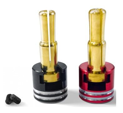 Hobby Details Heatsink Bullet Plug Grips: 4-5mm (Black/Red)
