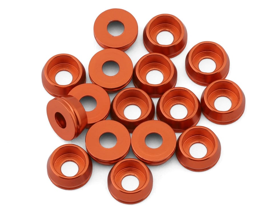 Team Brood 6061 Aluminum Cap Head Washers: 3mm (Orange)