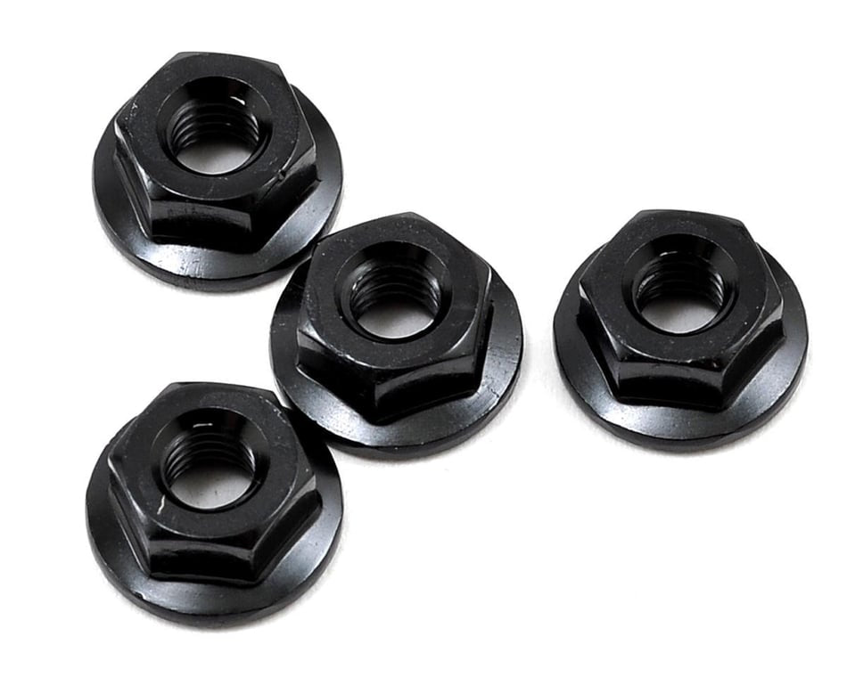 Yokomo M4 Aluminum Serrated Flanged Nut: Black (4)