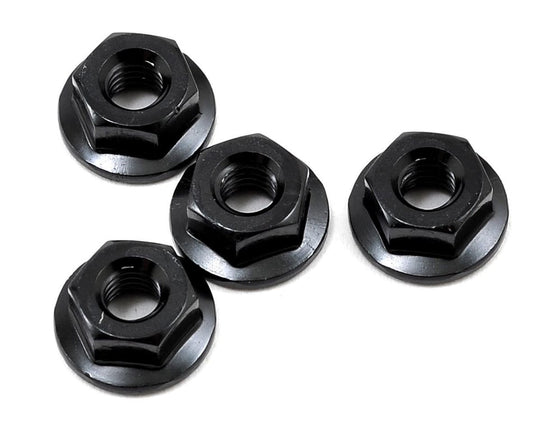 Yokomo M4 Aluminum Serrated Flanged Nut: Black (4)