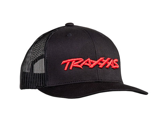 Traxxas Curved Bill Logo Hat: (Black/Red)