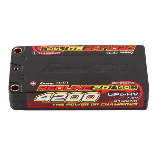 Gens Ace Redline 2.0 2S 4200mah 7.6V Shorty HV Lipo