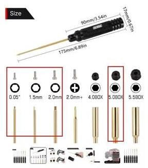 Hobby Details Hex Driver Tool Kit: 0.050”/1.5mm/2.0mm/5.0mm: TRX-4M