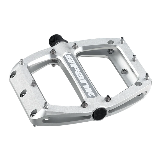 Spank Spoon 100 Alloy Flat Pedals: Raw Silver