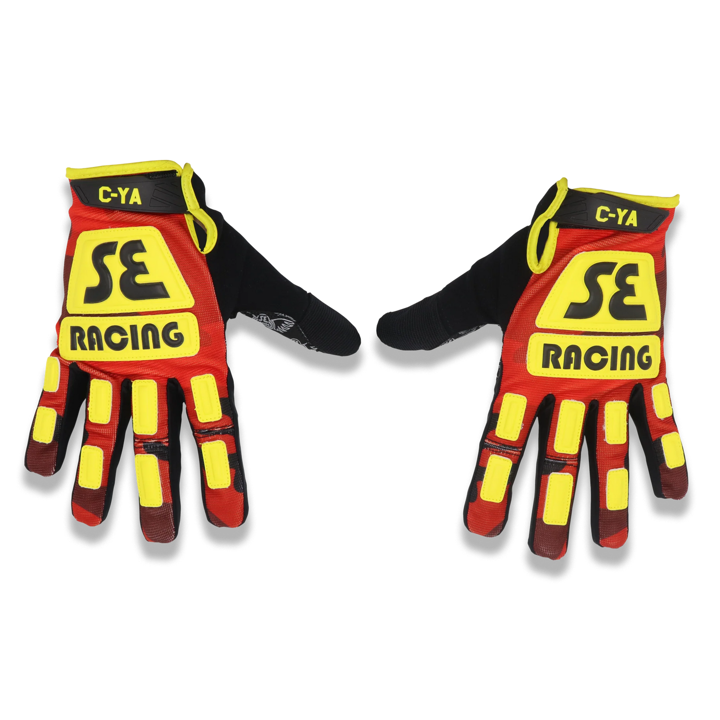 SE Bikes Retro Gloves Large (Red Camo / Yellow