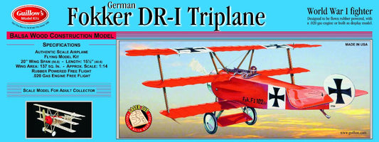 Guillow's 1/12 Fokker DR-1 Triplane Laser Cut Model Kit