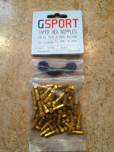 GSport Tapered Hex Spoke Nipples - Gold (50)